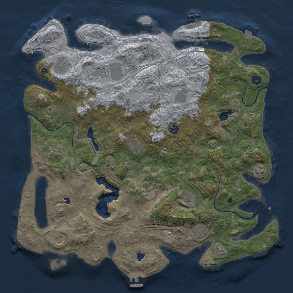 Rust Map: Procedural Map, Size: 4500, Seed: 836496049, 17 Monuments
