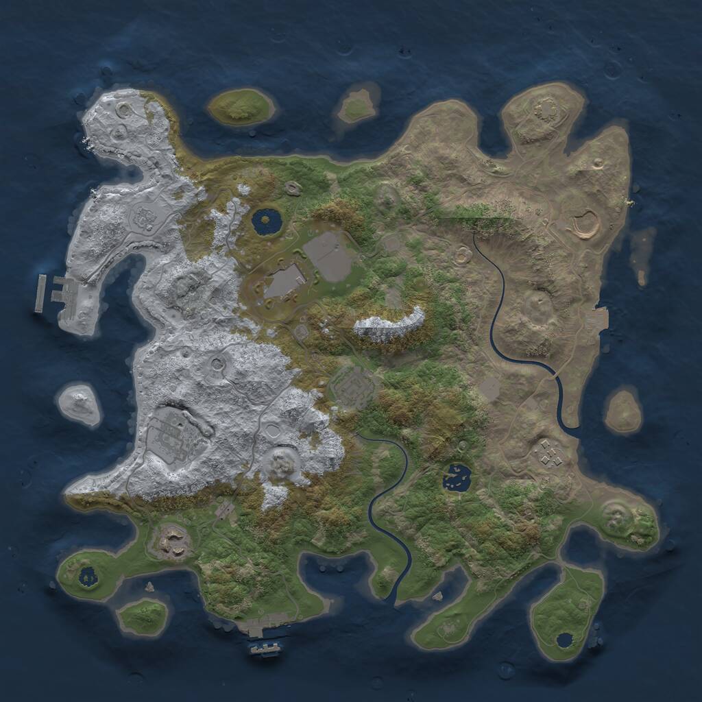 Rust Map: Procedural Map, Size: 3700, Seed: 1234543, 13 Monuments