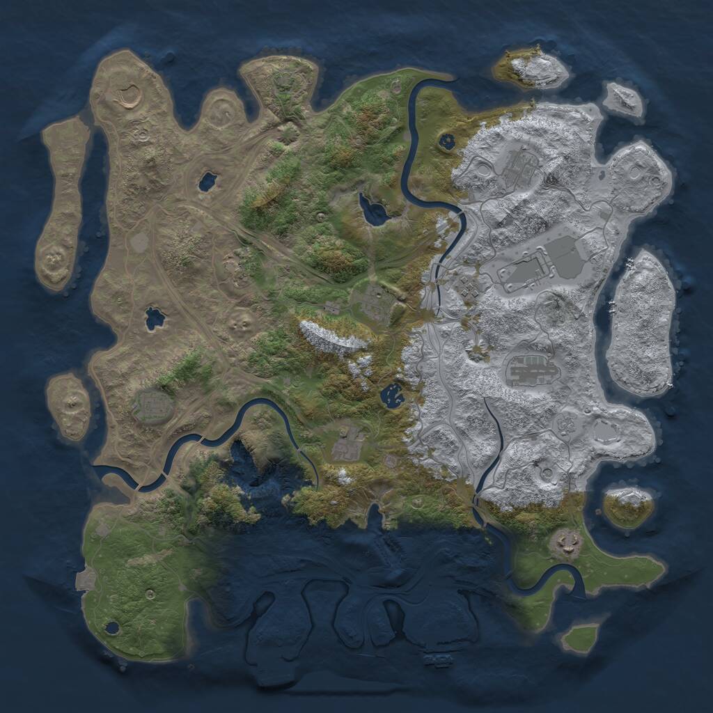 Rust Map: Procedural Map, Size: 4500, Seed: 68420, 17 Monuments