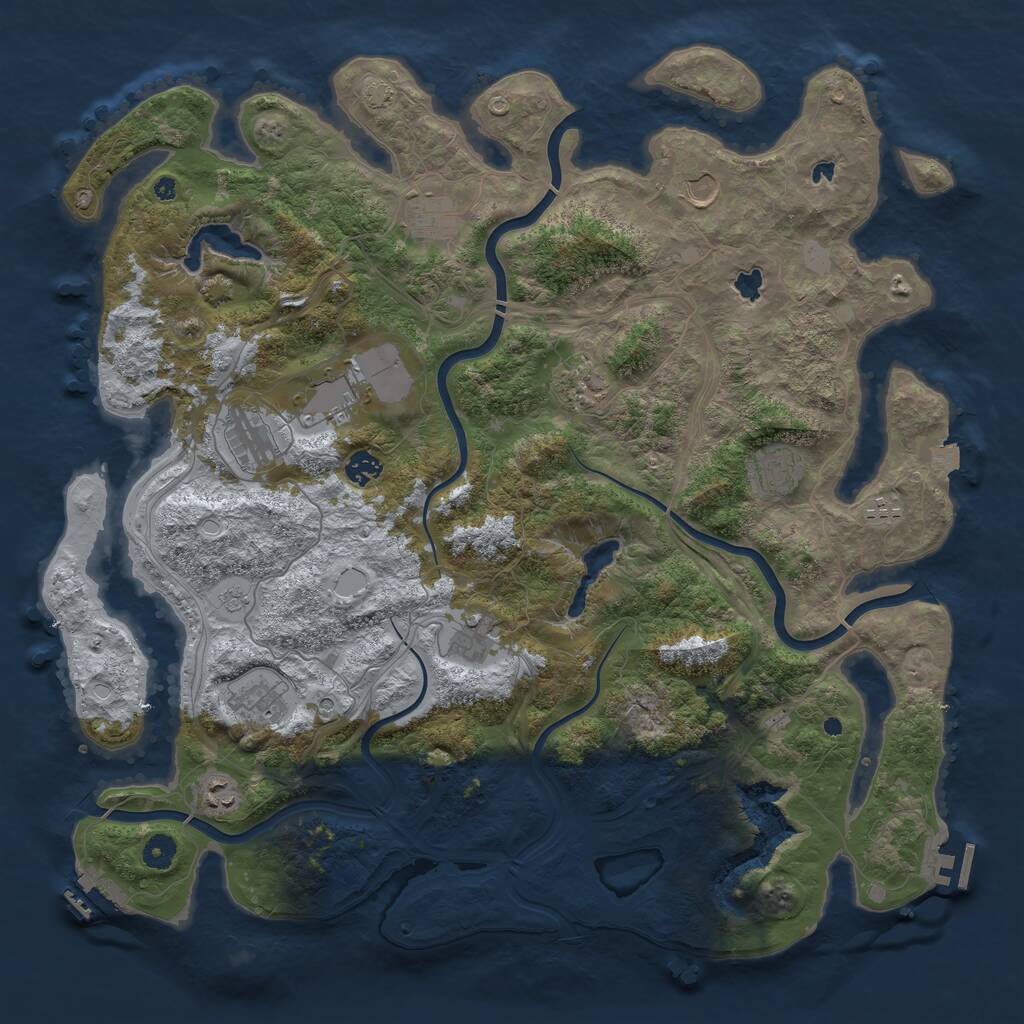 Rust Map: Procedural Map, Size: 4500, Seed: 1185257986, 17 Monuments