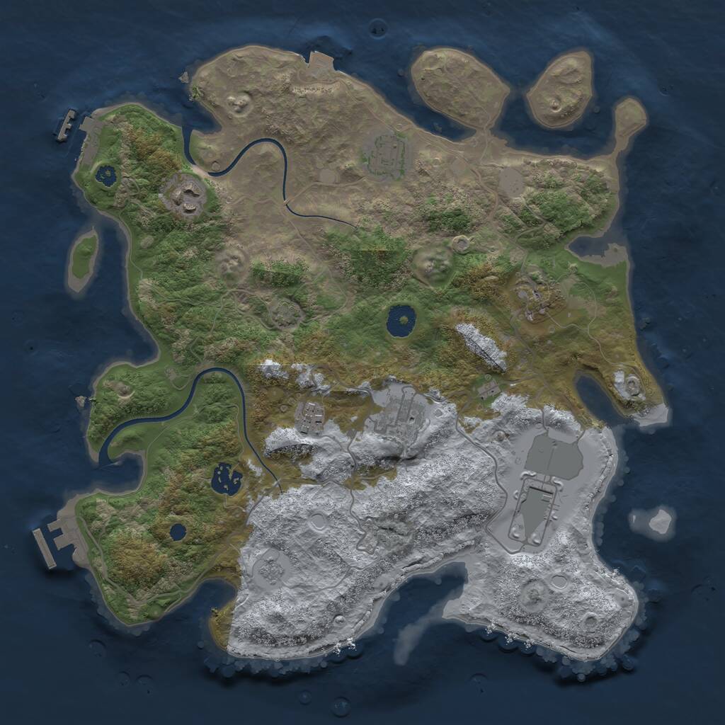 Rust Map: Procedural Map, Size: 3500, Seed: 5572363, 12 Monuments