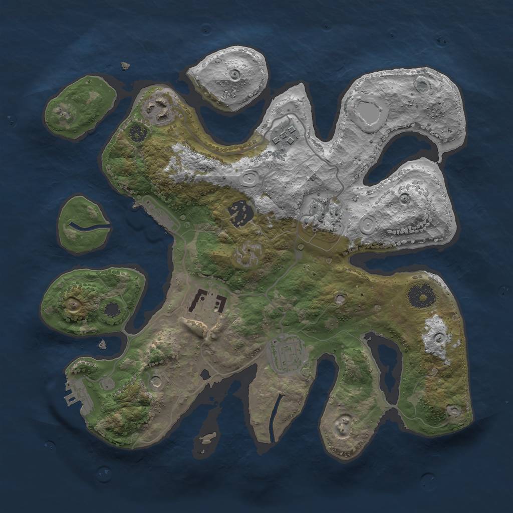 Rust Map: Procedural Map, Size: 3000, Seed: 599859461, 17 Monuments