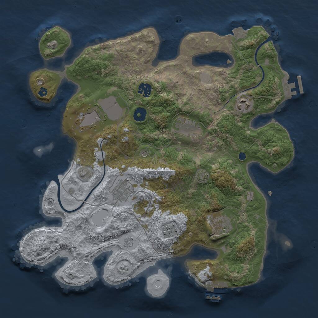 Rust Map: Procedural Map, Size: 3500, Seed: 543311, 13 Monuments