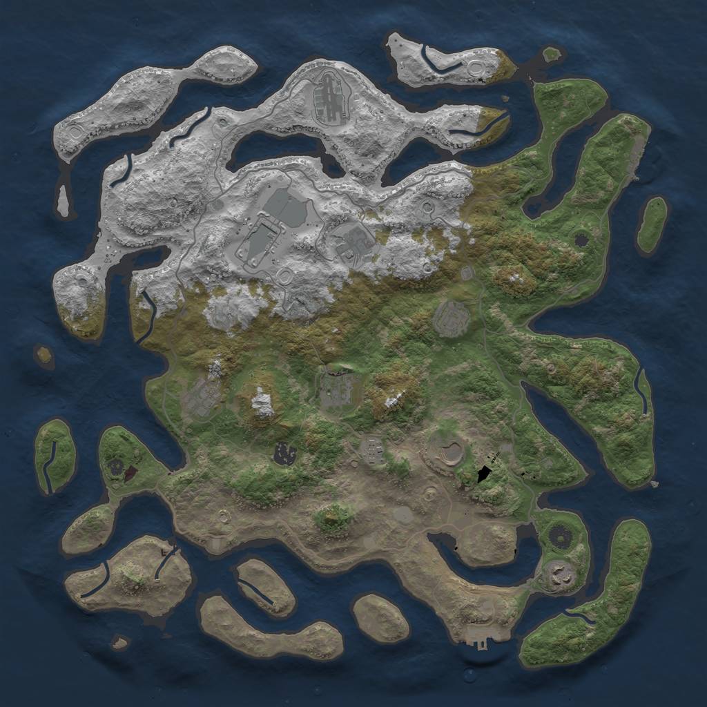 Rust Map: Procedural Map, Size: 4500, Seed: 315115, 18 Monuments