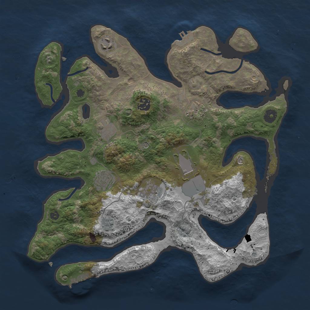 Rust Map: Procedural Map, Size: 3500, Seed: 279101256, 19 Monuments