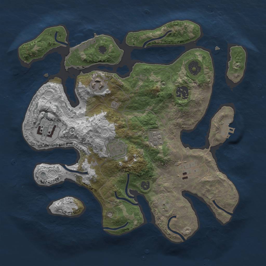 Rust Map: Procedural Map, Size: 3000, Seed: 6346877, 16 Monuments