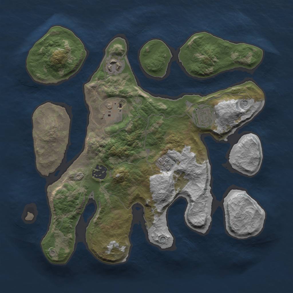 Rust Map: Barren, Size: 3000, Seed: 99999, 8 Monuments