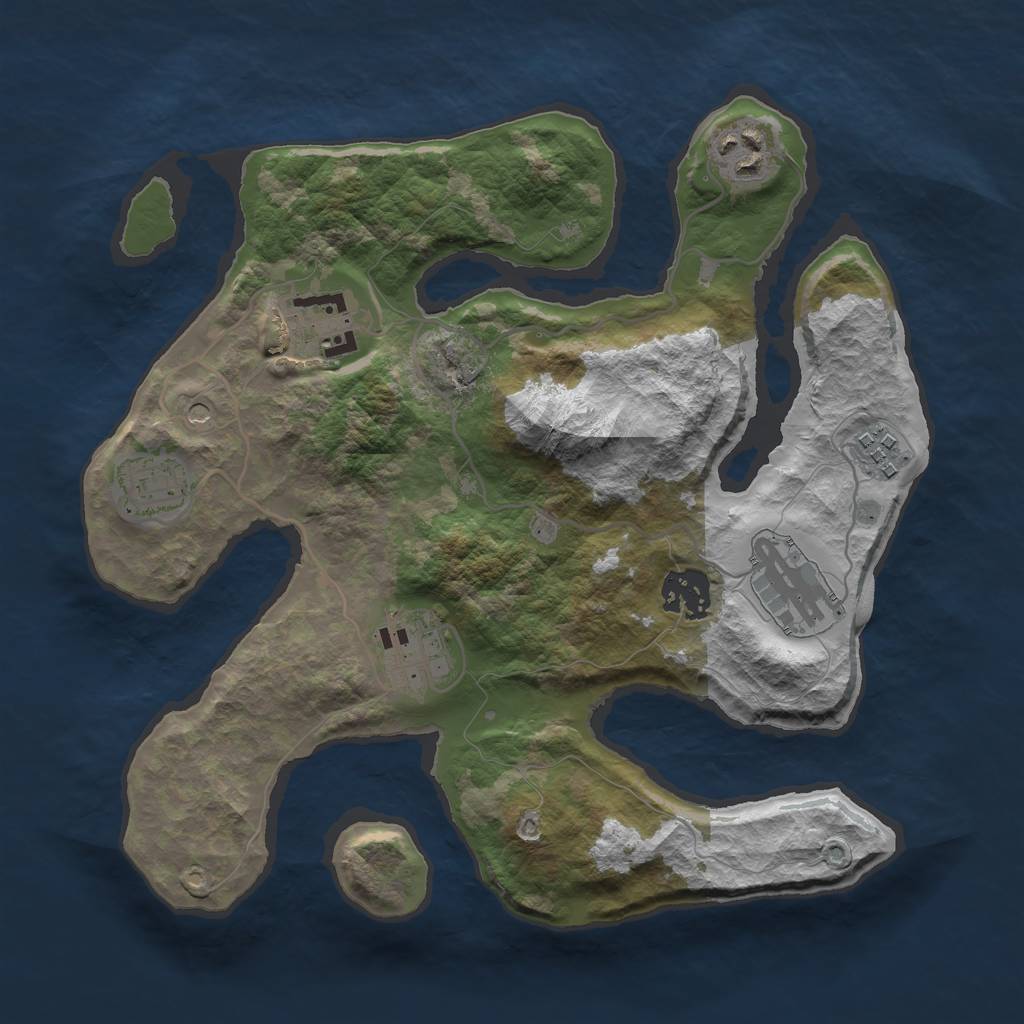 Rust Map: Barren, Size: 3000, Seed: 417018, 10 Monuments