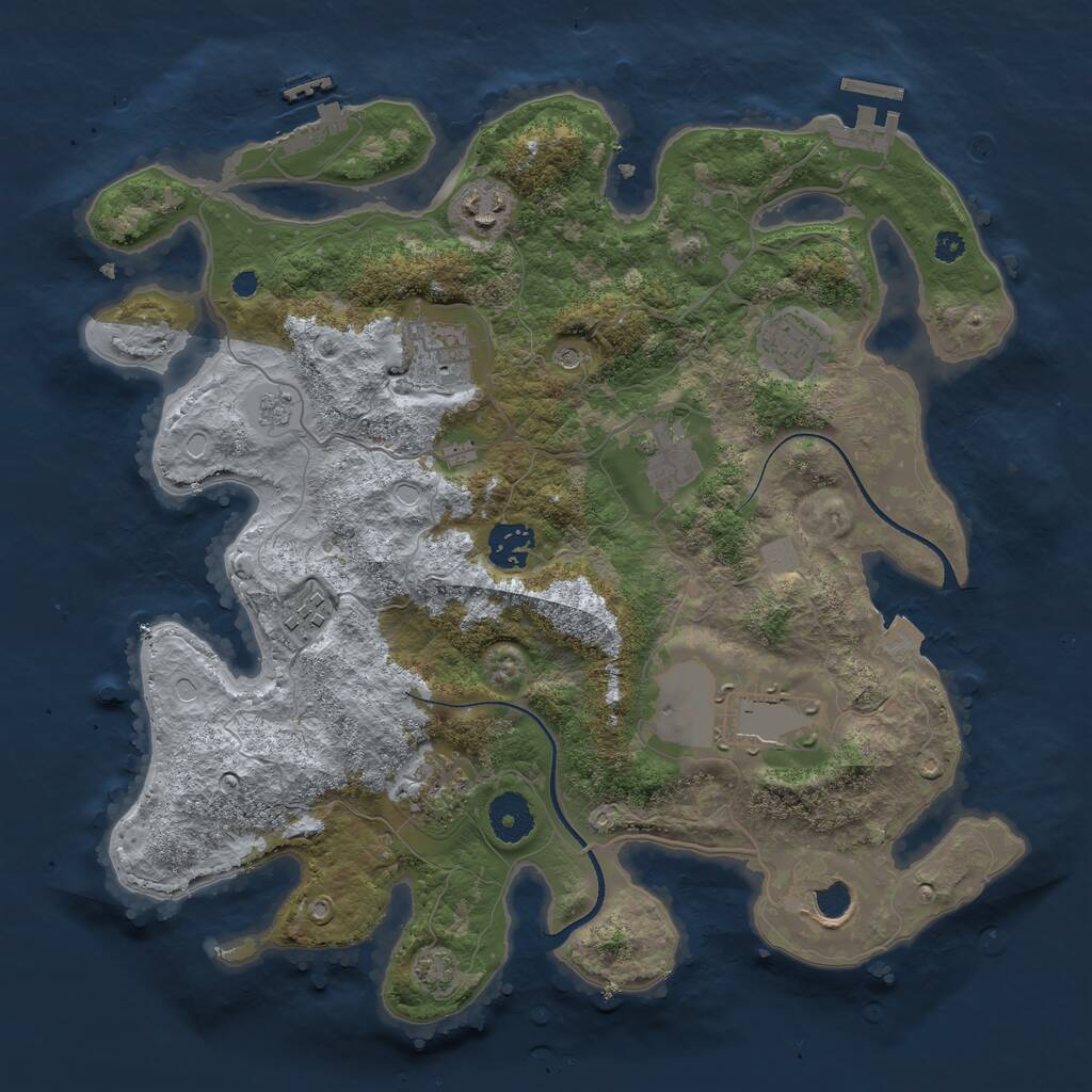 Rust Map: Procedural Map, Size: 3500, Seed: 2127066062, 15 Monuments