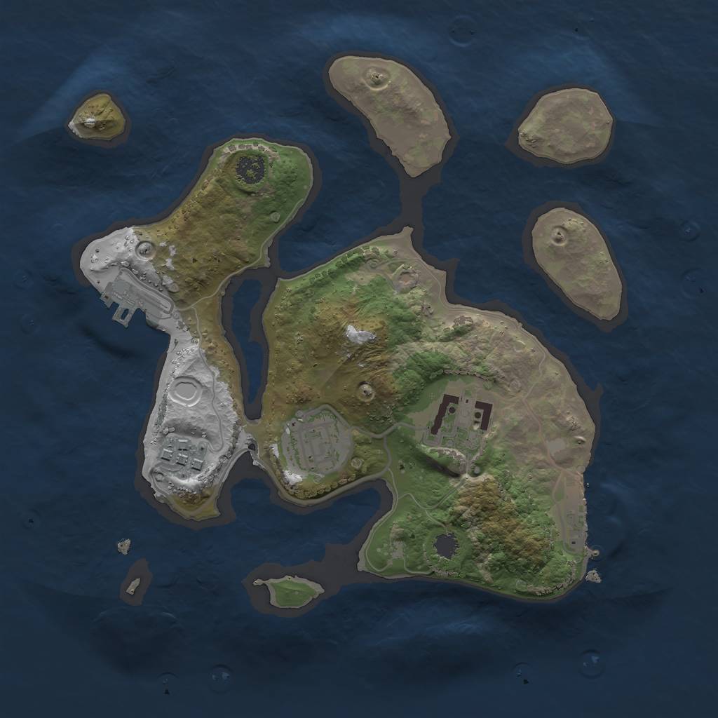Rust Map: Procedural Map, Size: 2500, Seed: 12321111, 10 Monuments