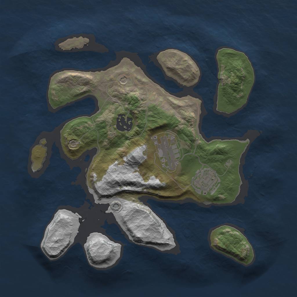 Rust Map: Barren, Size: 2550, Seed: 51561, 6 Monuments