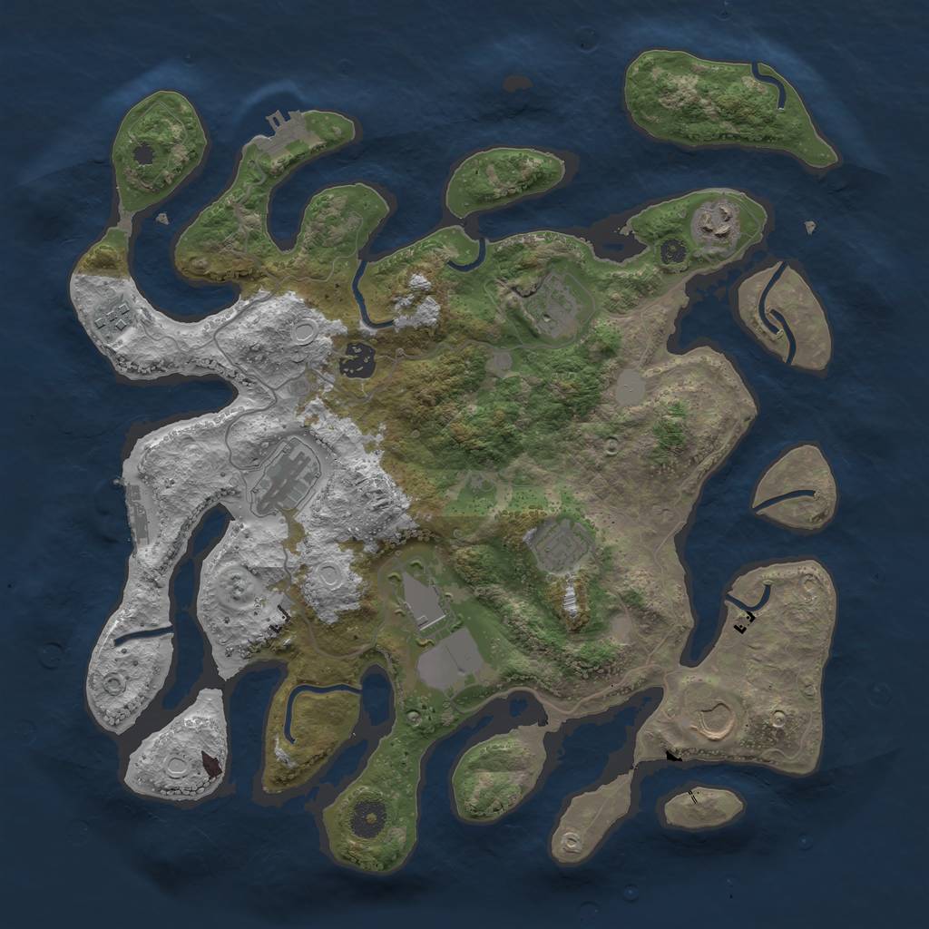 Rust Map: Procedural Map, Size: 3750, Seed: 92237257, 15 Monuments