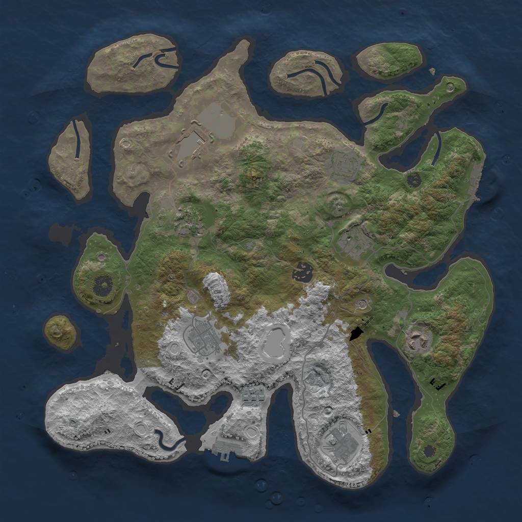 Rust Map: Procedural Map, Size: 3750, Seed: 362047561, 20 Monuments