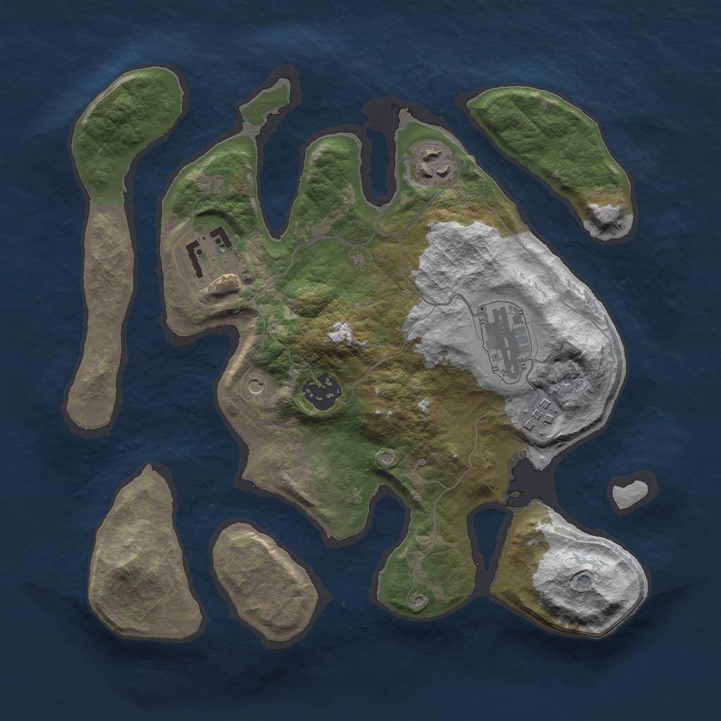 Rust Map: Barren, Size: 3000, Seed: 743081, 8 Monuments
