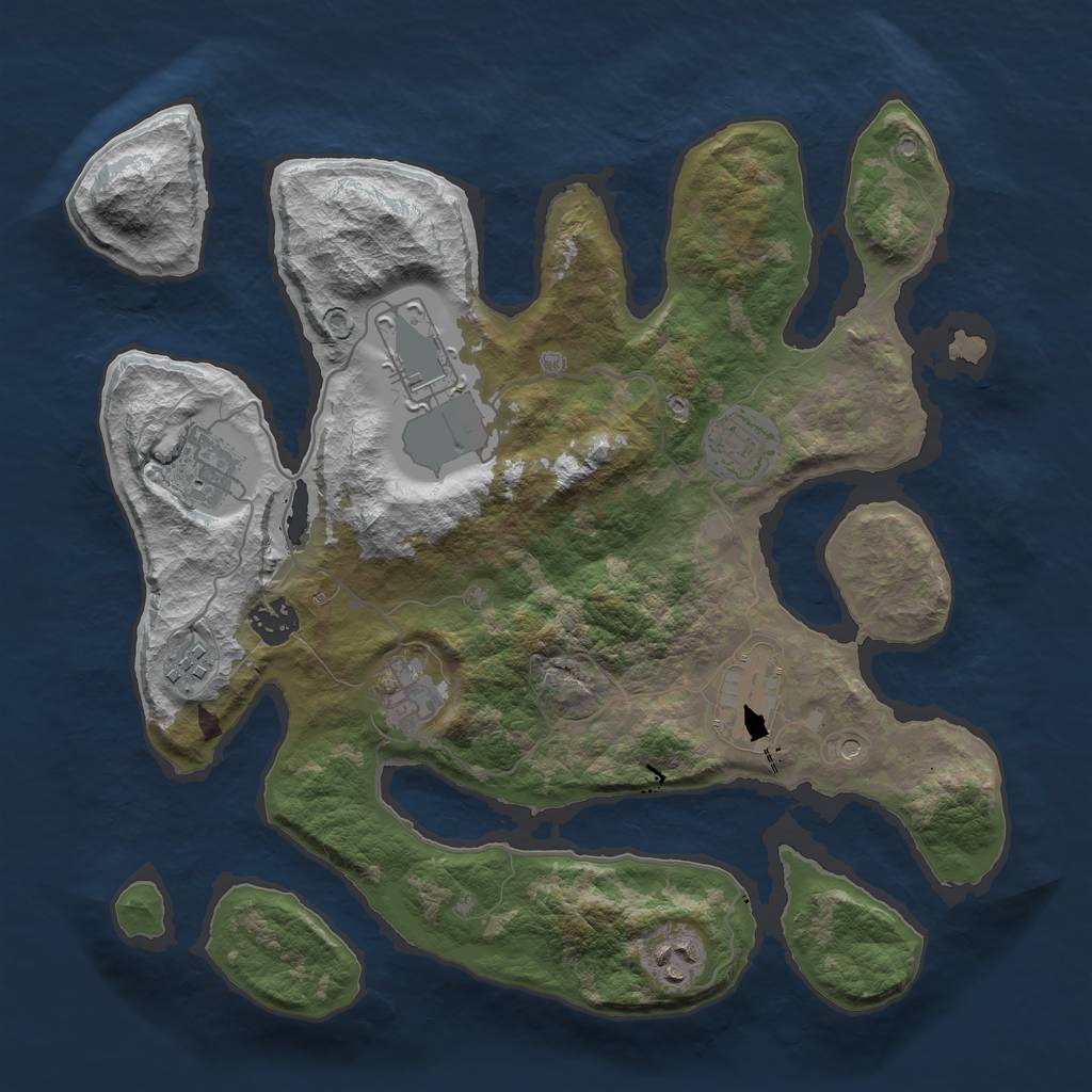 Rust Map: Barren, Size: 3500, Seed: 1218403768, 11 Monuments