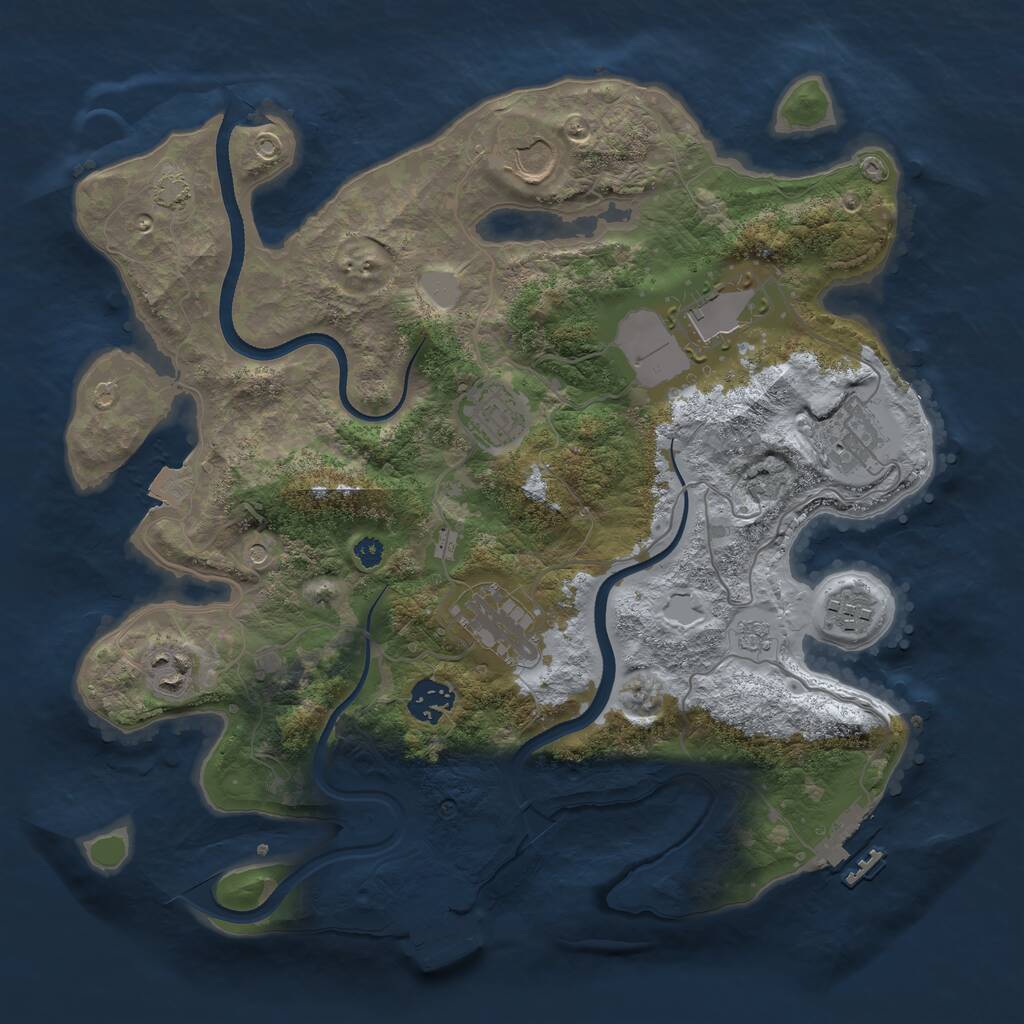 Rust Map: Procedural Map, Size: 3500, Seed: 2645683, 14 Monuments