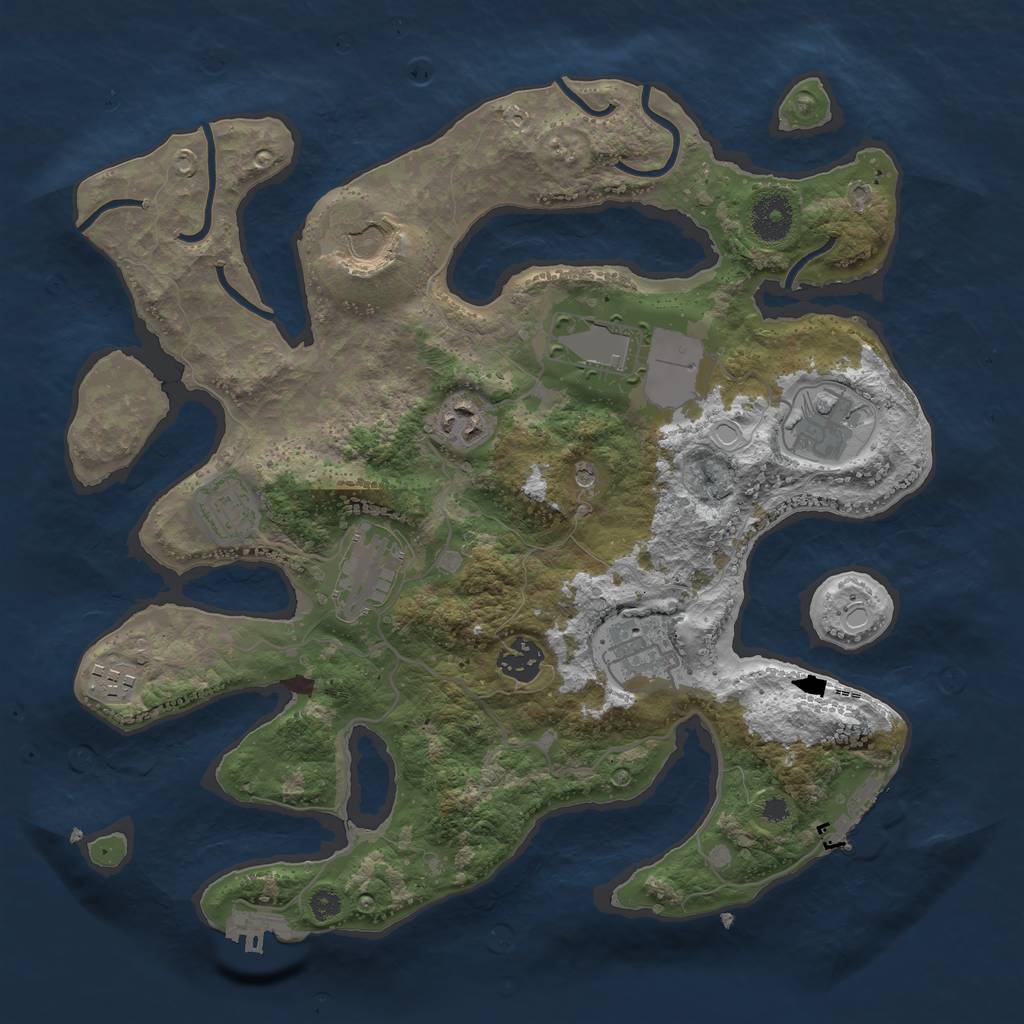 Rust Map: Procedural Map, Size: 3500, Seed: 2645683, 17 Monuments