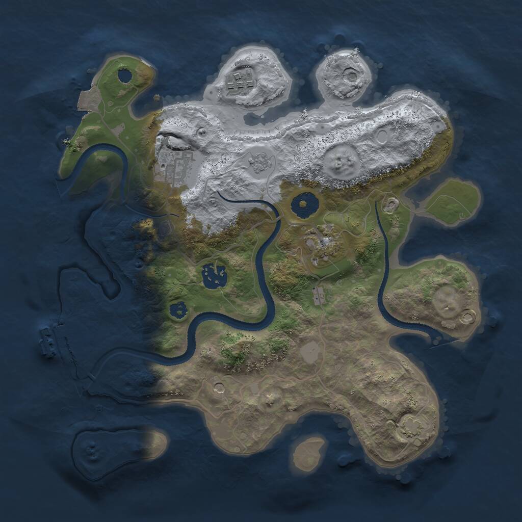 Rust Map: Procedural Map, Size: 3000, Seed: 1290229898, 9 Monuments