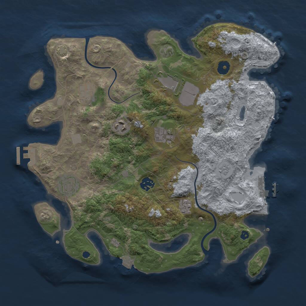 Rust Map: Procedural Map, Size: 3500, Seed: 105861805, 12 Monuments