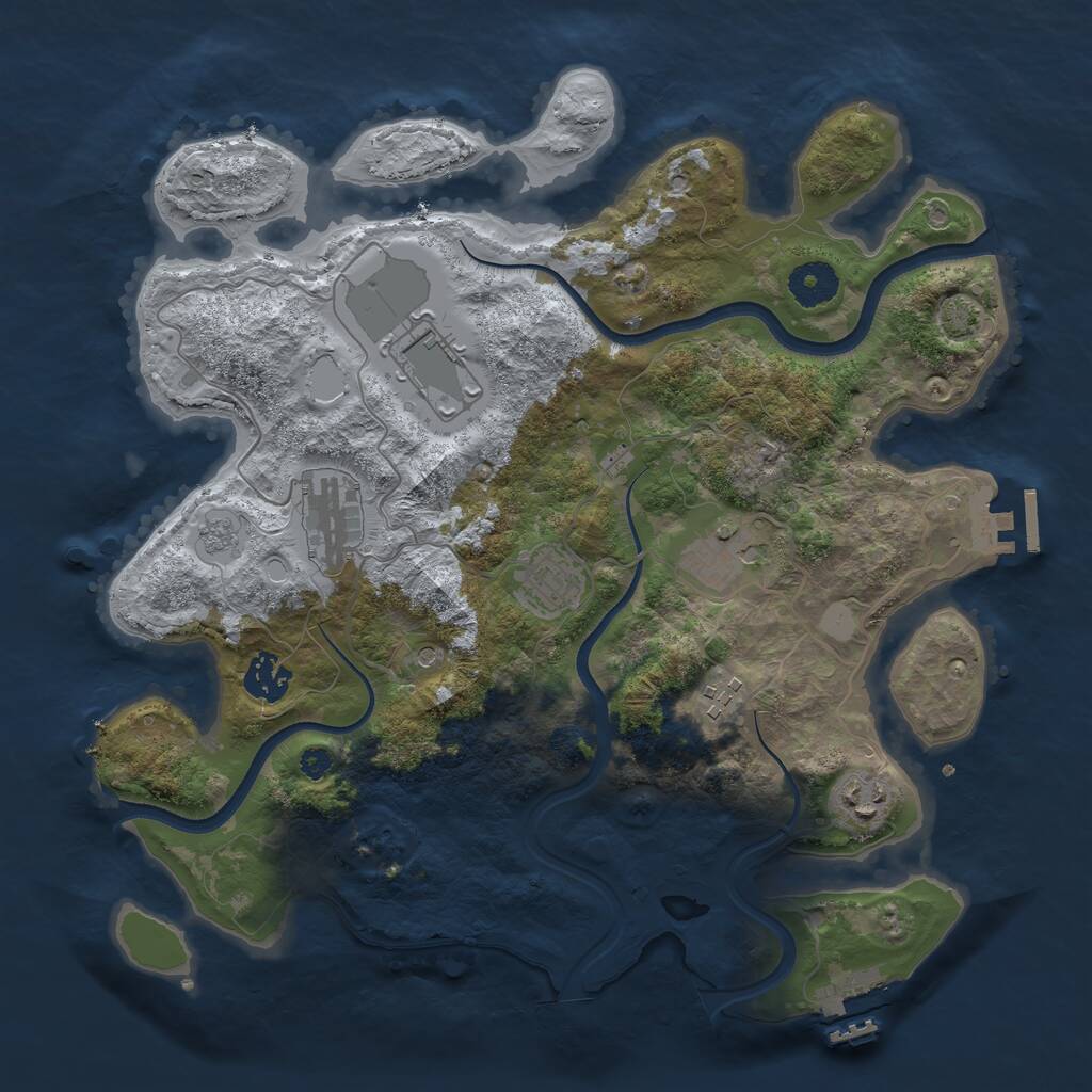 Rust Map: Procedural Map, Size: 3500, Seed: 1414222, 13 Monuments