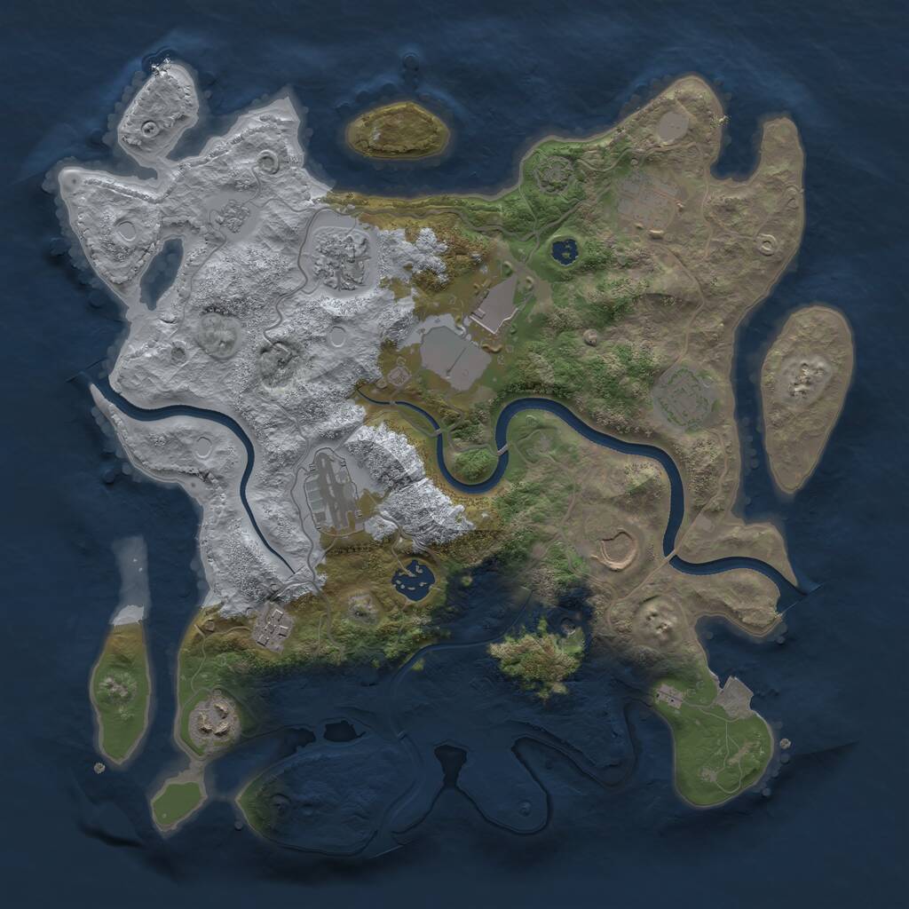Rust Map: Procedural Map, Size: 3500, Seed: 857142384, 13 Monuments