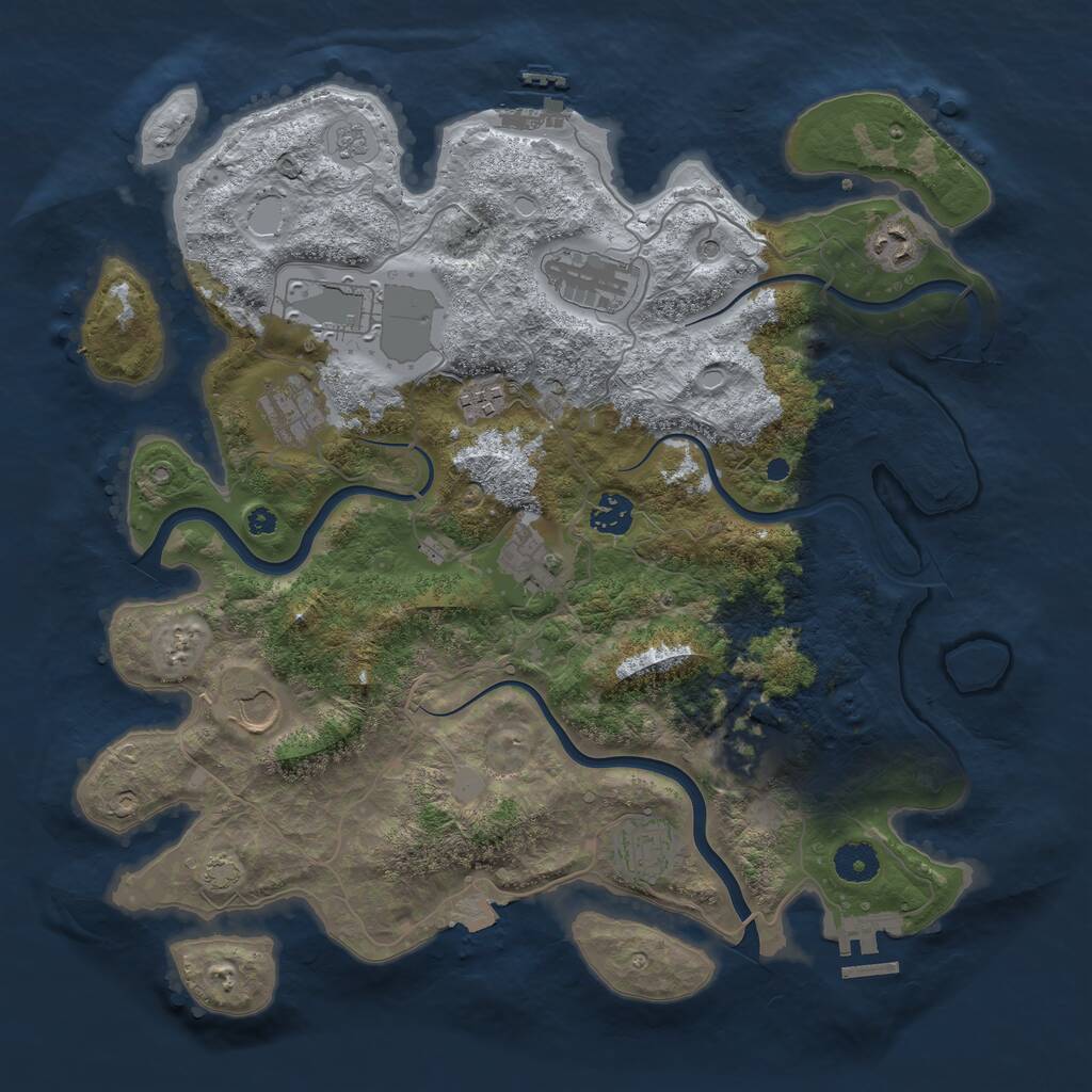 Rust Map: Procedural Map, Size: 3850, Seed: 818454170, 16 Monuments
