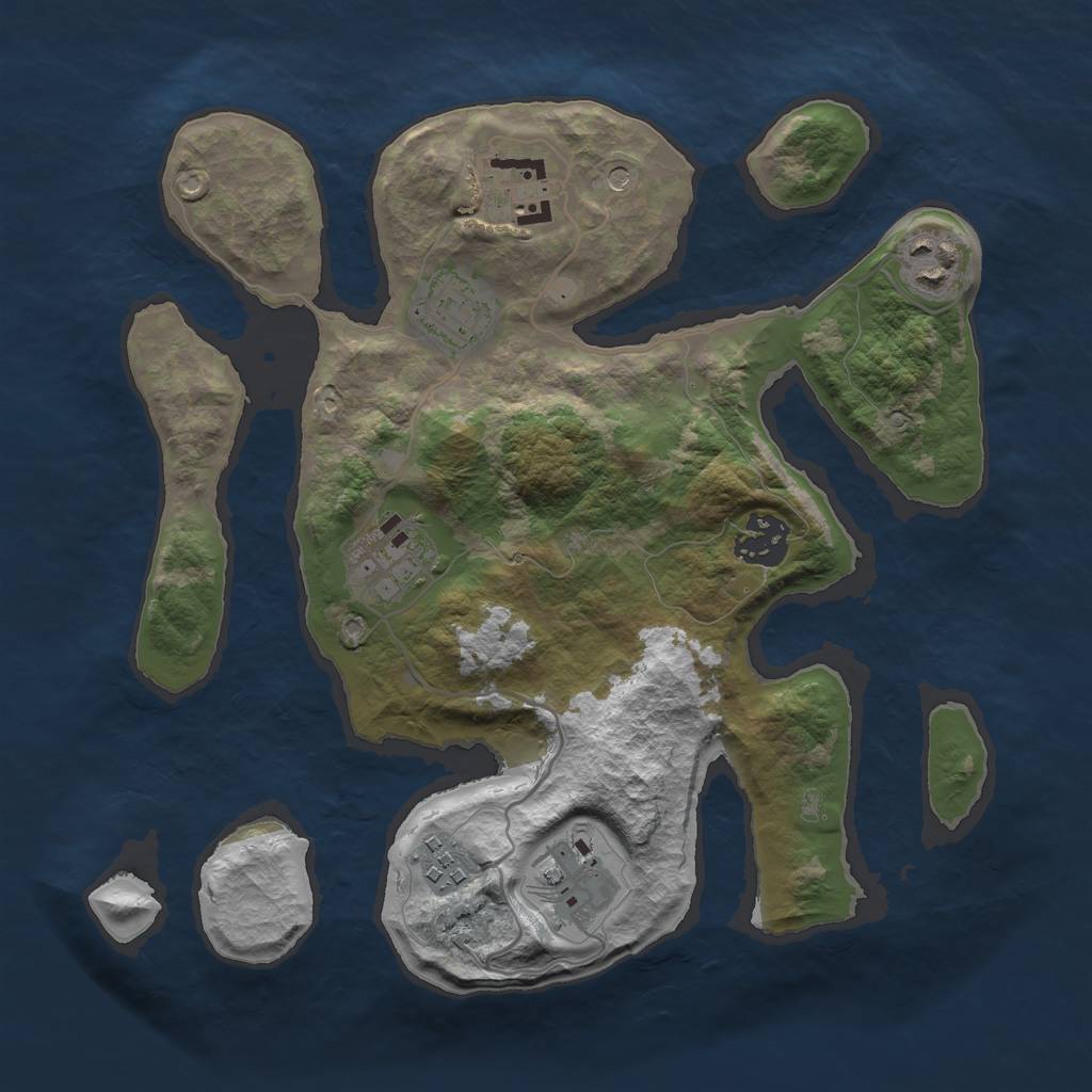 Rust Map: Barren, Size: 3000, Seed: 837788, 10 Monuments