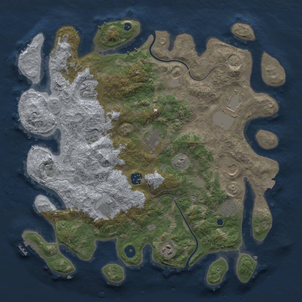 Rust Map: Procedural Map, Size: 3950, Seed: 290272987, 14 Monuments
