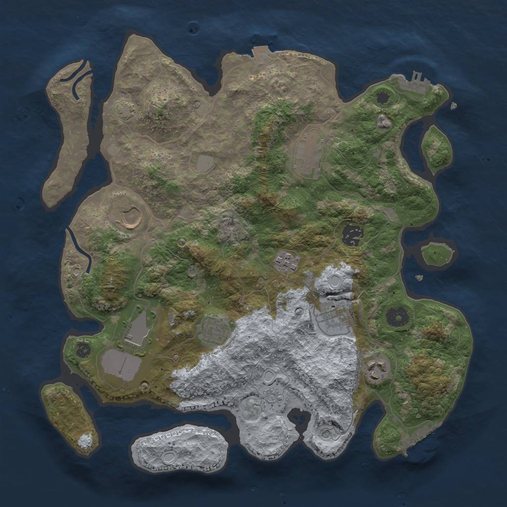 Rust Map: Procedural Map, Size: 3500, Seed: 139621425, 16 Monuments