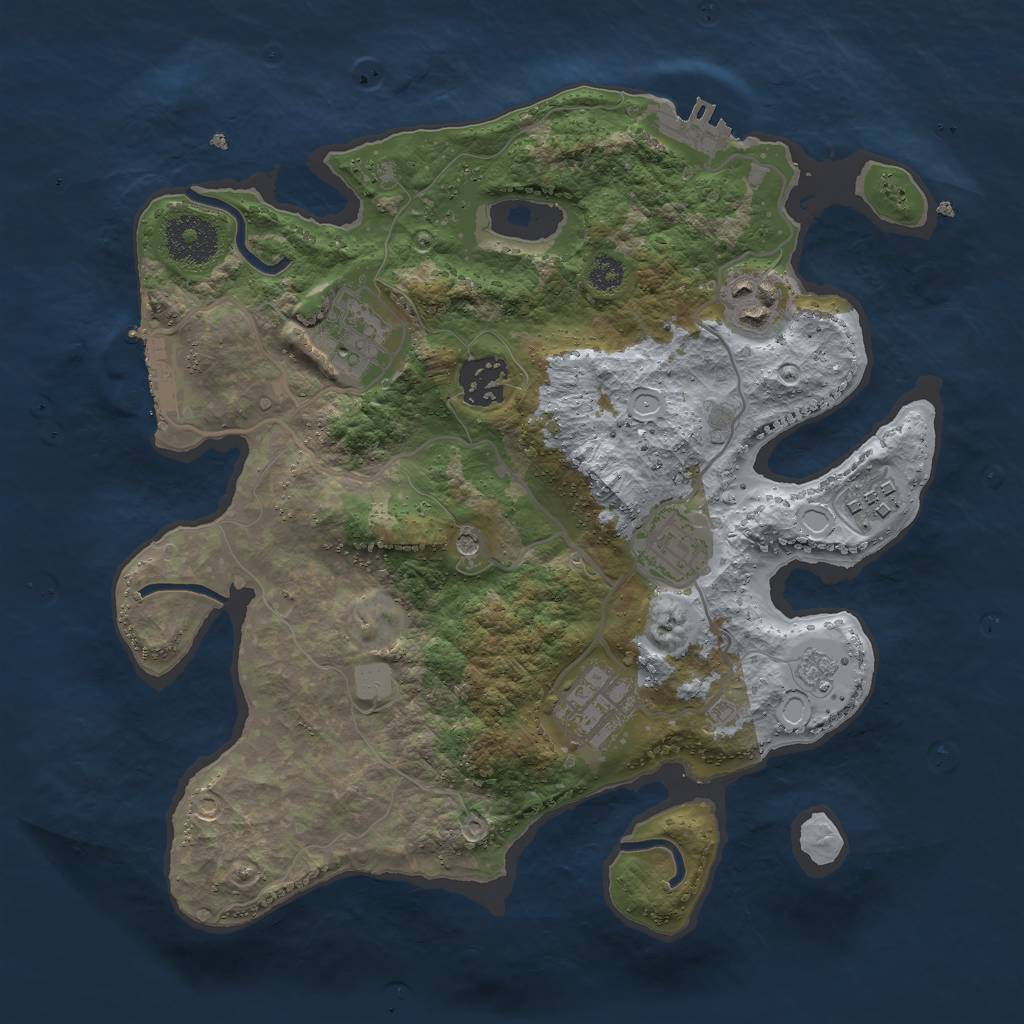 Rust Map: Procedural Map, Size: 3000, Seed: 283306, 13 Monuments