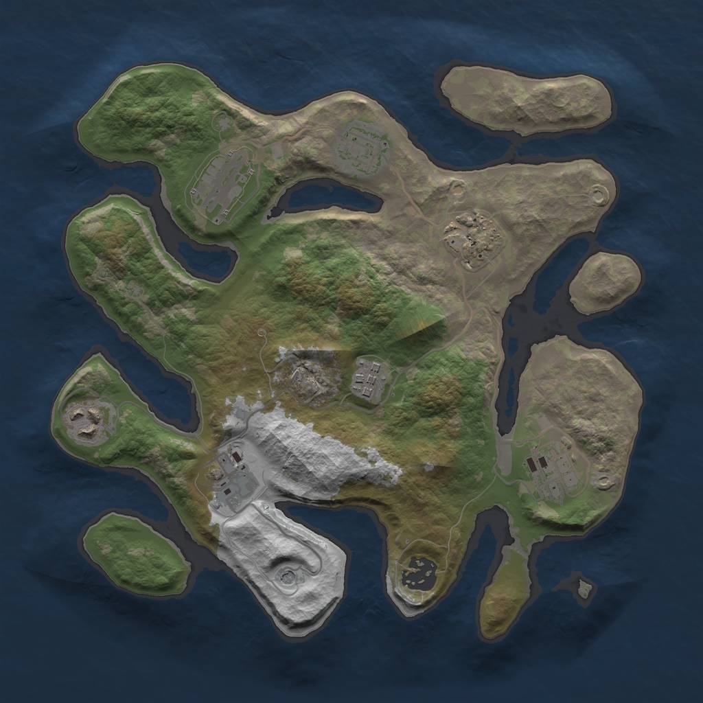 Rust Map: Barren, Size: 3000, Seed: 2105823457, 11 Monuments