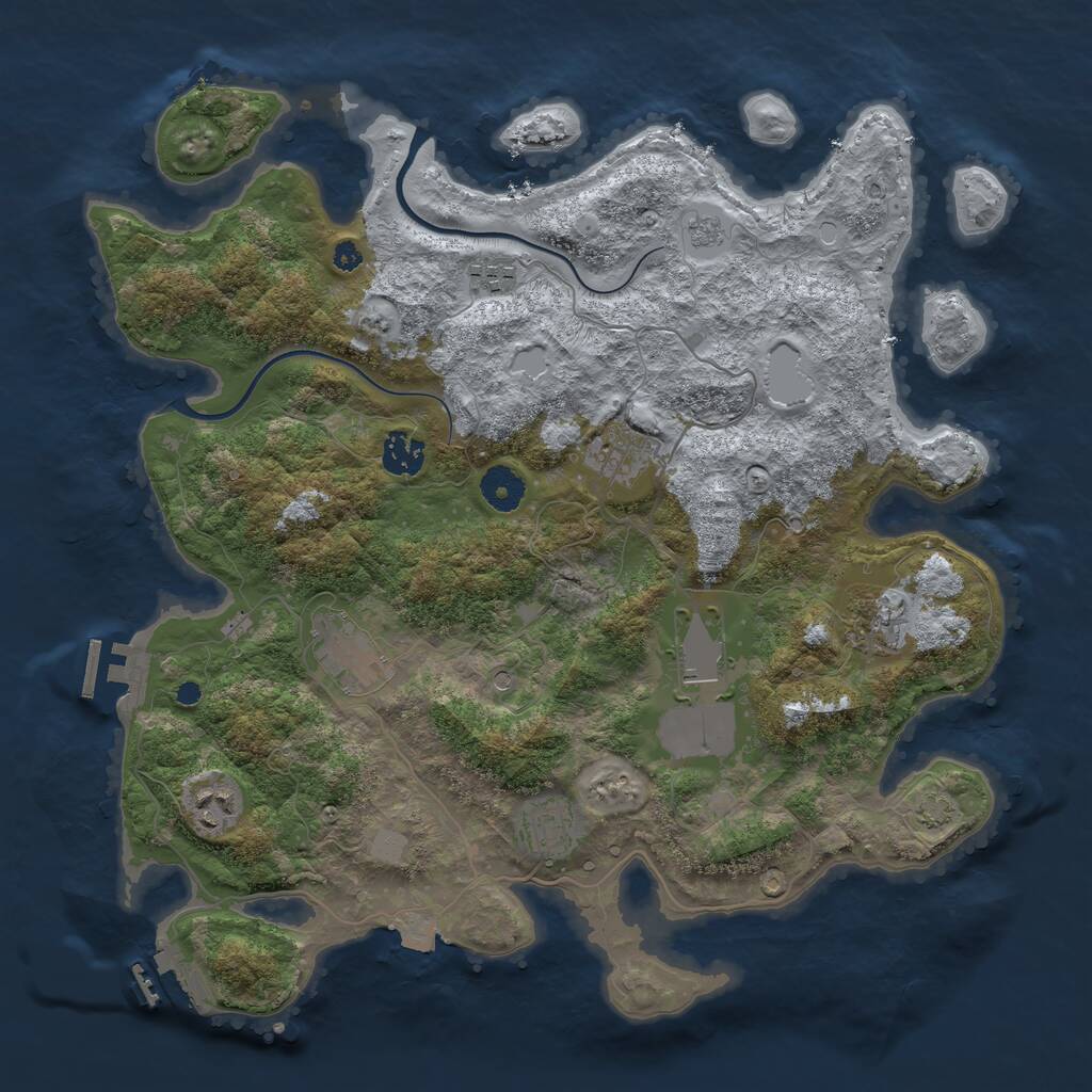 Rust Map: Procedural Map, Size: 3750, Seed: 4592322, 14 Monuments