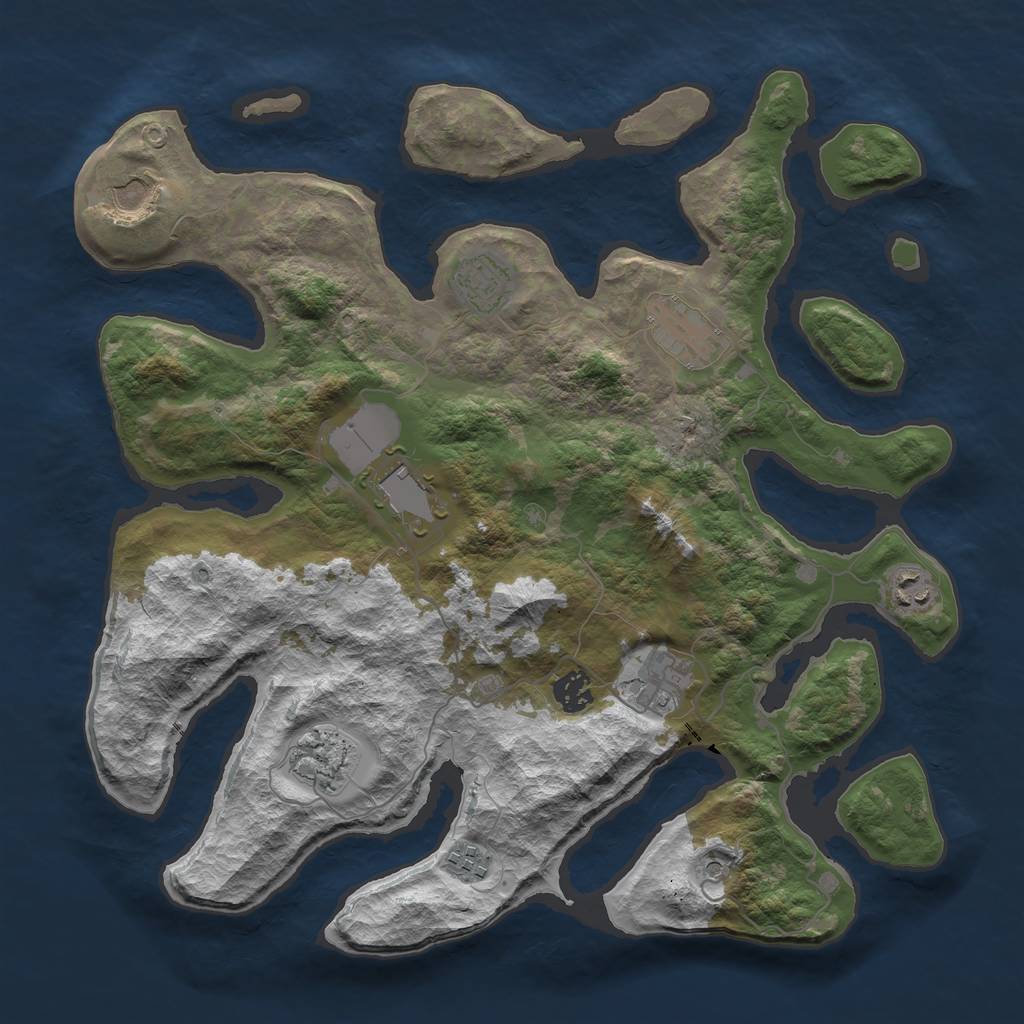 Rust Map: Barren, Size: 3800, Seed: 228082021, 12 Monuments