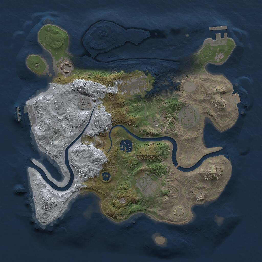 Rust Map: Procedural Map, Size: 3000, Seed: 785543, 12 Monuments