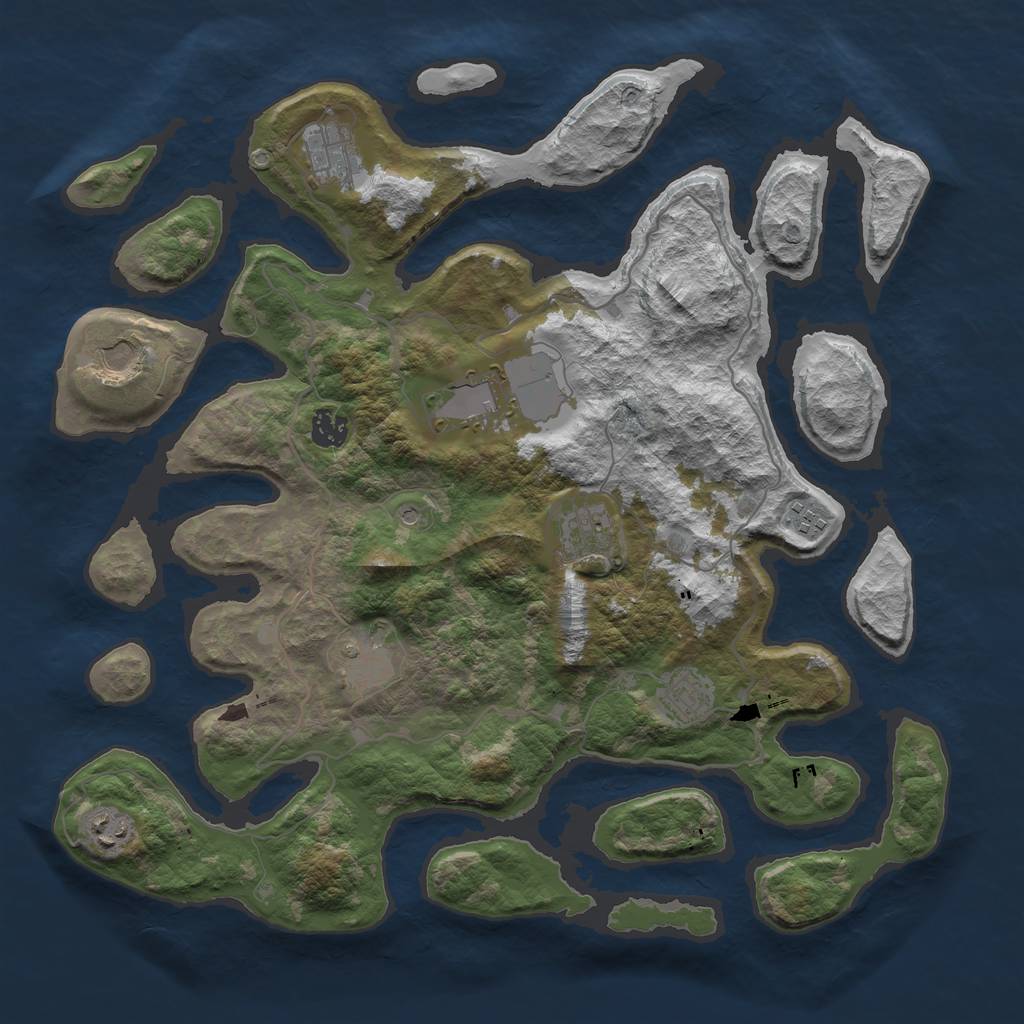 Rust Map: Barren, Size: 4000, Seed: 997665, 12 Monuments