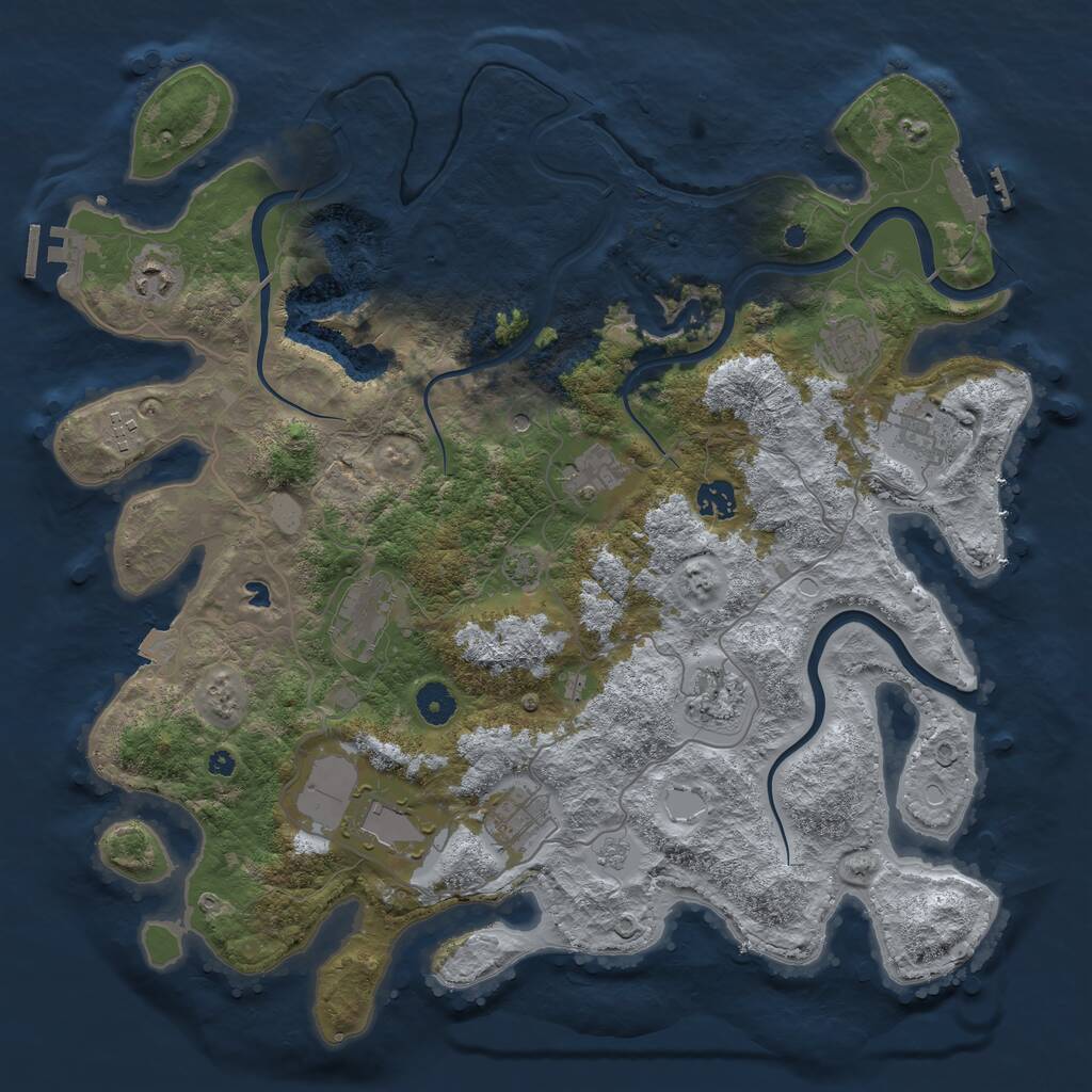 Rust Map: Procedural Map, Size: 4100, Seed: 45215, 16 Monuments