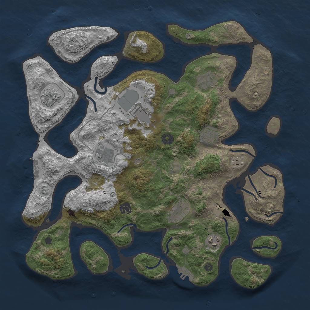 Rust Map: Procedural Map, Size: 3850, Seed: 798094702, 17 Monuments