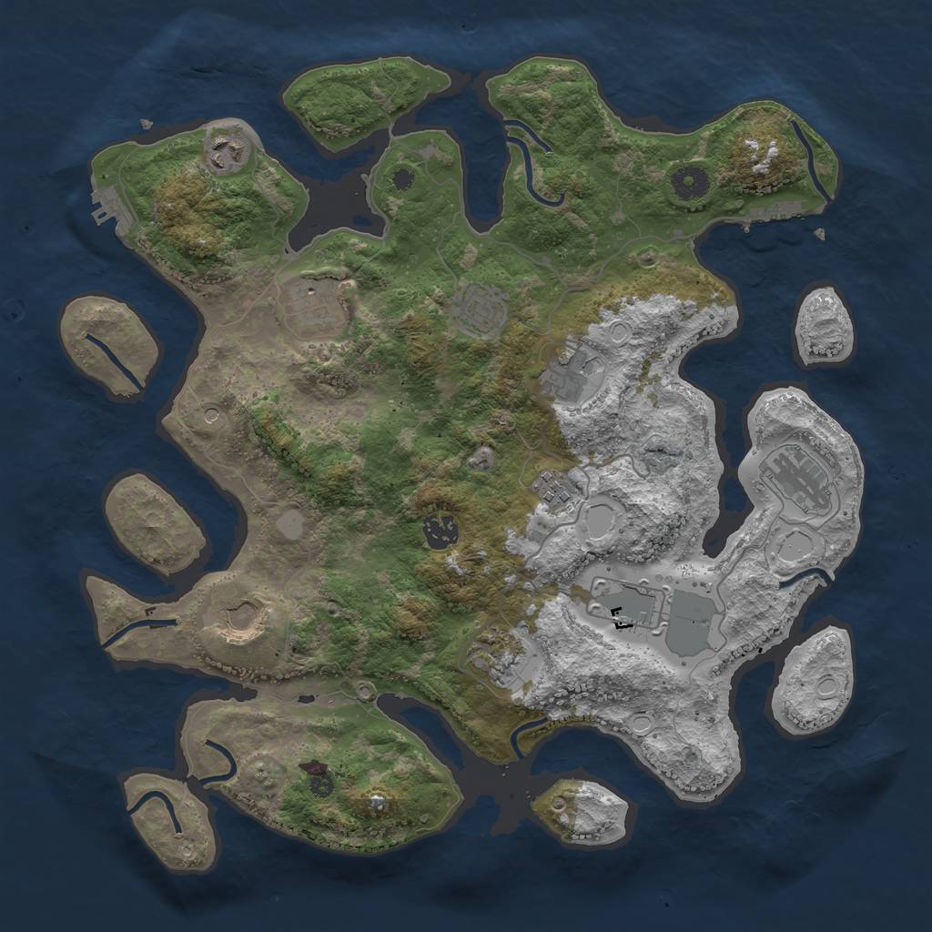 Rust Map: Procedural Map, Size: 3900, Seed: 49162317, 18 Monuments