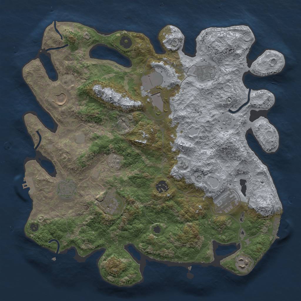 Rust Map: Procedural Map, Size: 3700, Seed: 121534637, 16 Monuments