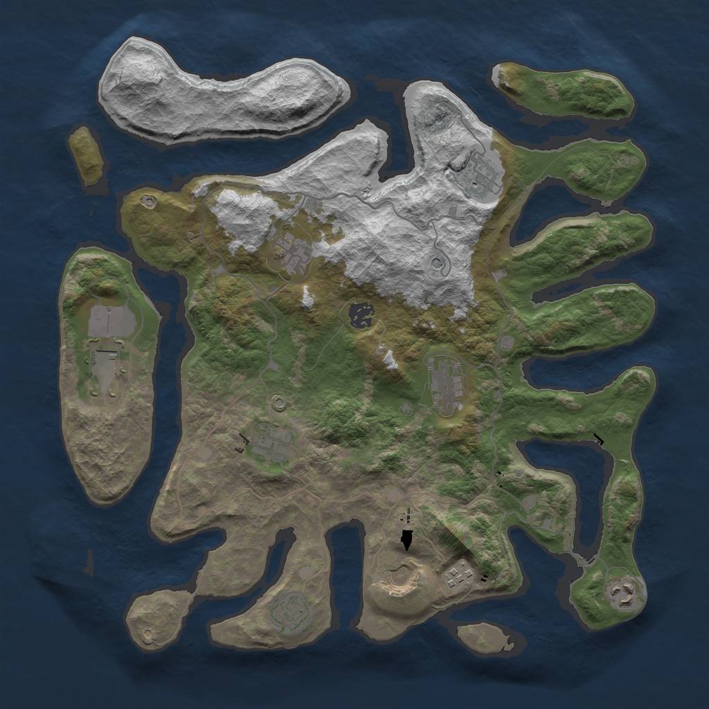 Rust Map: Barren, Size: 4000, Seed: 580047694, 13 Monuments