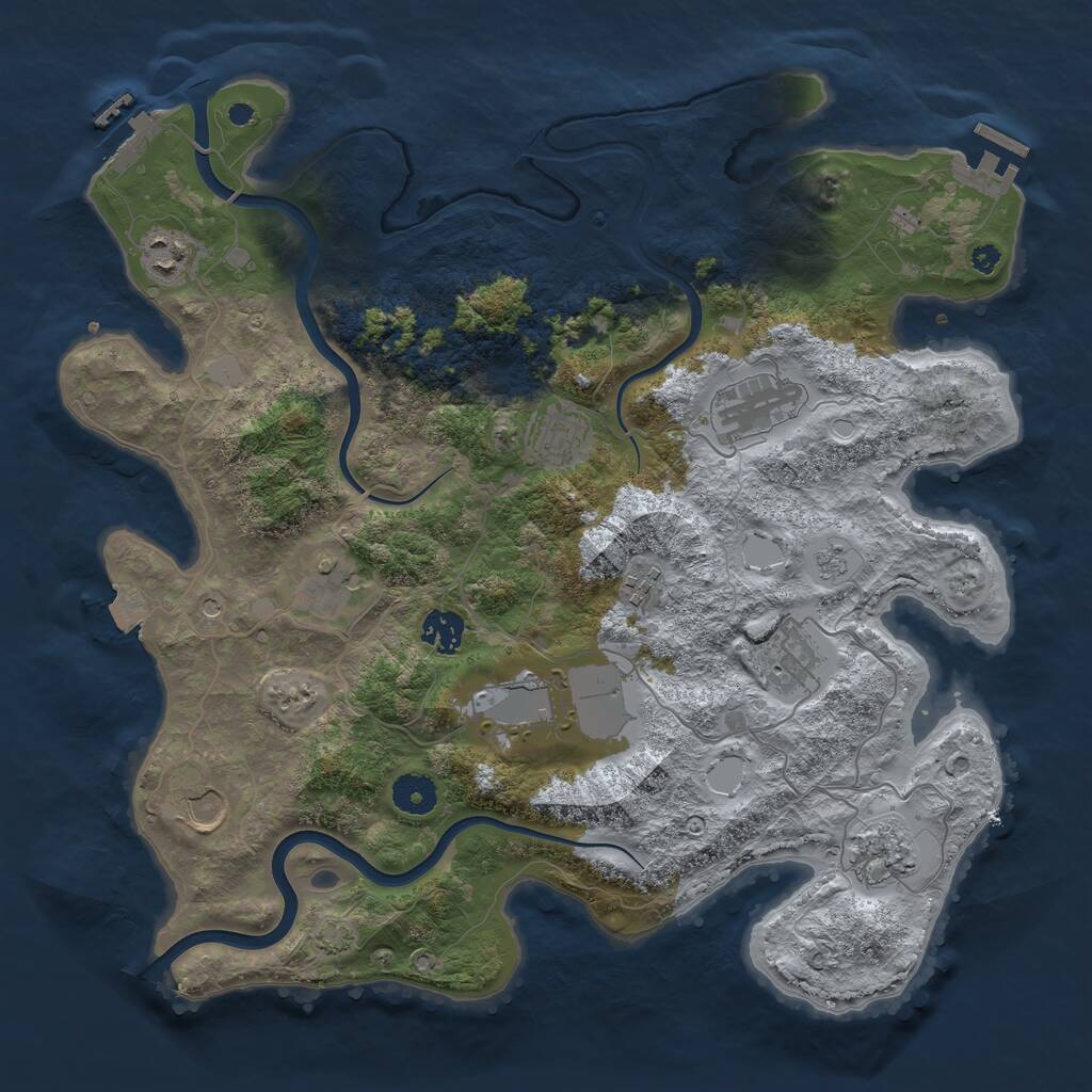 Rust Map: Procedural Map, Size: 3800, Seed: 733428214, 16 Monuments