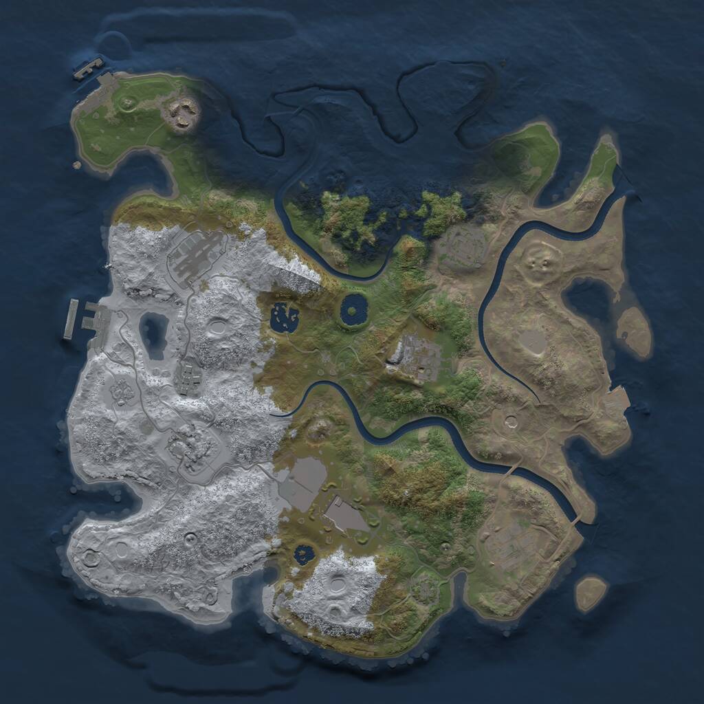 Rust Map: Procedural Map, Size: 3500, Seed: 642783, 15 Monuments