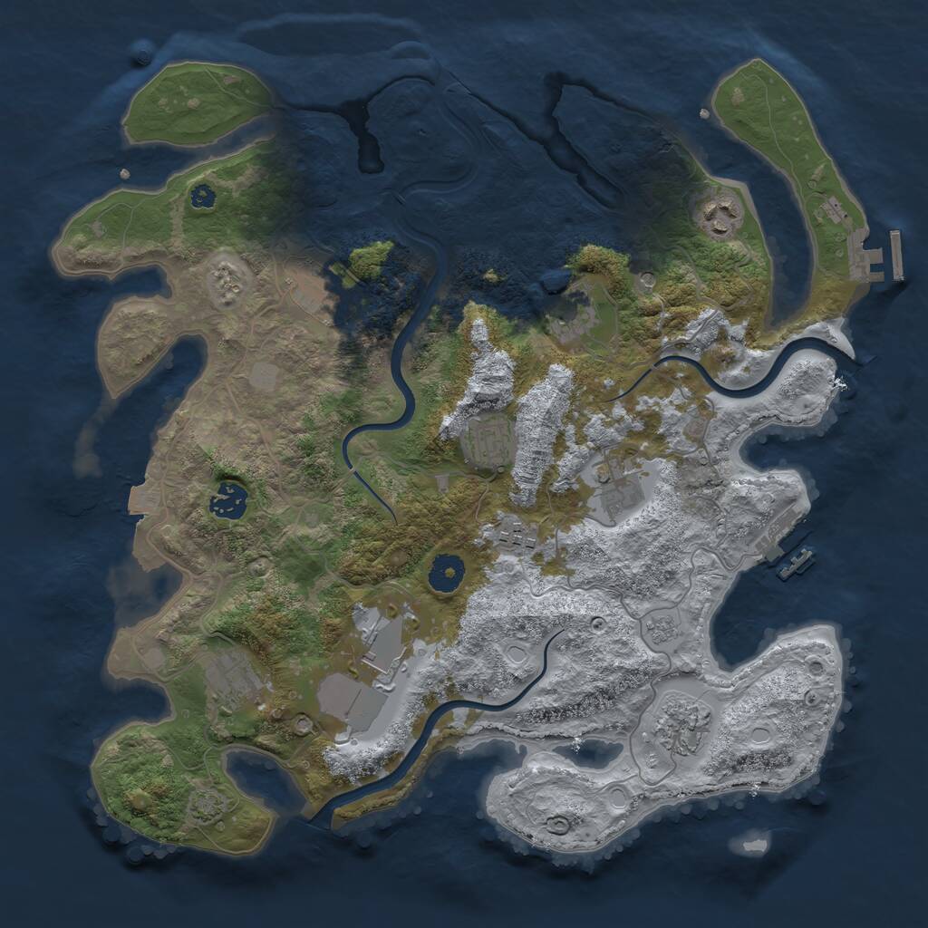 Rust Map: Procedural Map, Size: 3750, Seed: 6677632, 16 Monuments