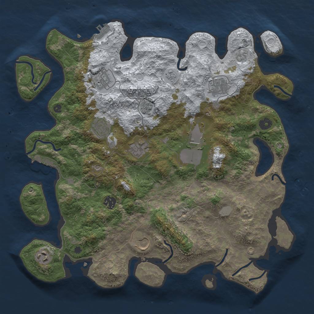 Rust Map: Procedural Map, Size: 3800, Seed: 1278219205, 18 Monuments