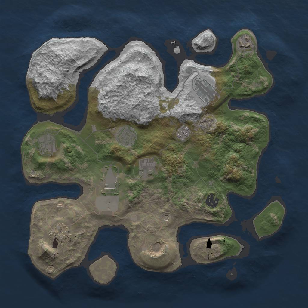Rust Map: Barren, Size: 3500, Seed: 8823125, 13 Monuments