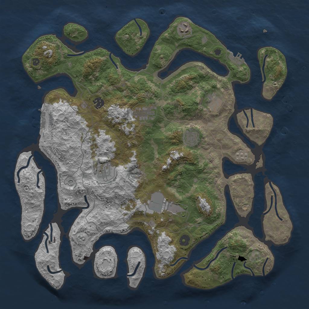Rust Map: Procedural Map, Size: 4200, Seed: 225588, 19 Monuments