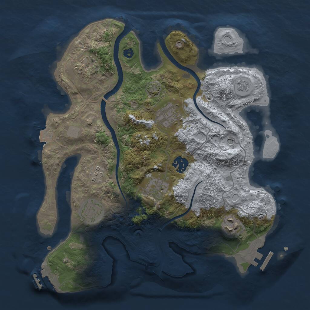 Rust Map: Procedural Map, Size: 3000, Seed: 1832581136, 13 Monuments
