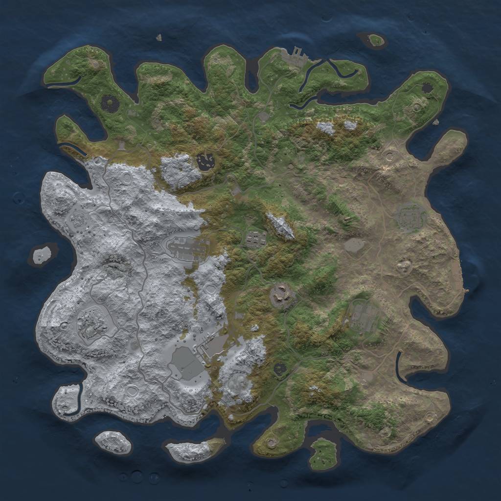 Rust Map: Procedural Map, Size: 4000, Seed: 651684, 15 Monuments