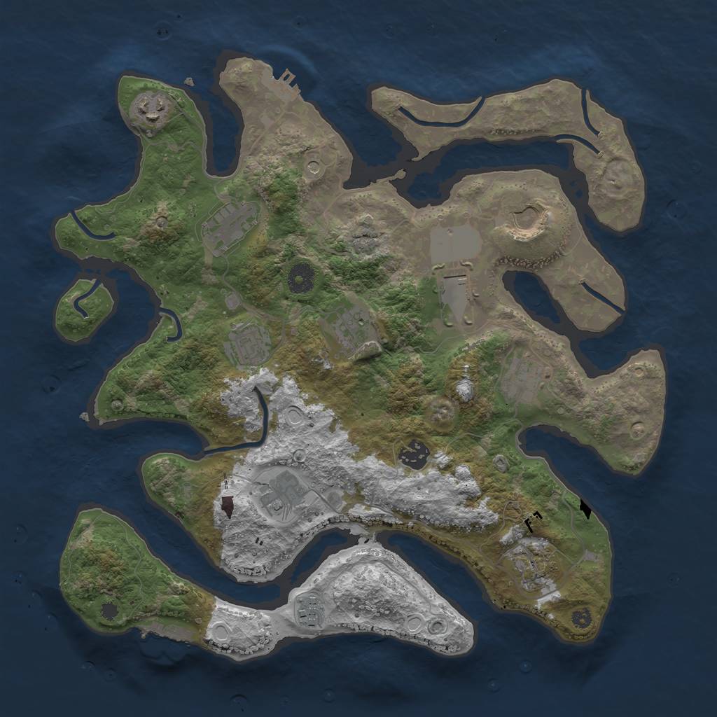 Rust Map: Procedural Map, Size: 3700, Seed: 177172874, 19 Monuments