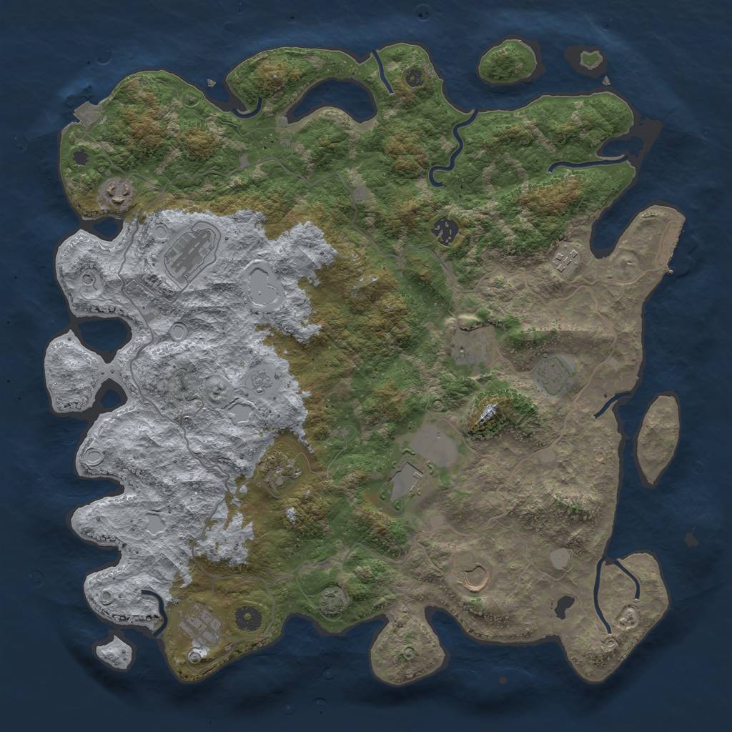 Rust Map: Procedural Map, Size: 4200, Seed: 3322221, 17 Monuments